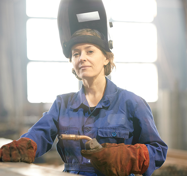 Female welder